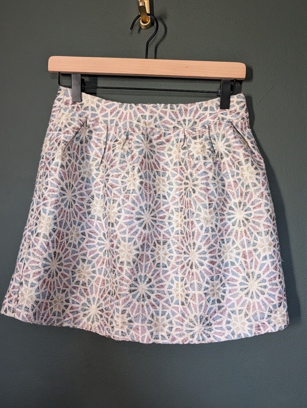 miami Pastel Mosaic A-Line Skirt in Pink and Blue 0055